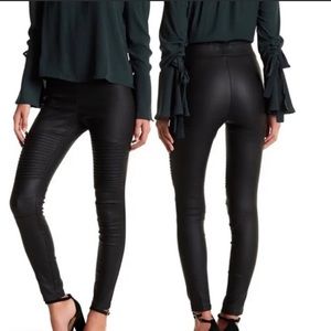 Oober Swank Coated High Rise Moto Leggings Womens Extra Small XS Black NWOT